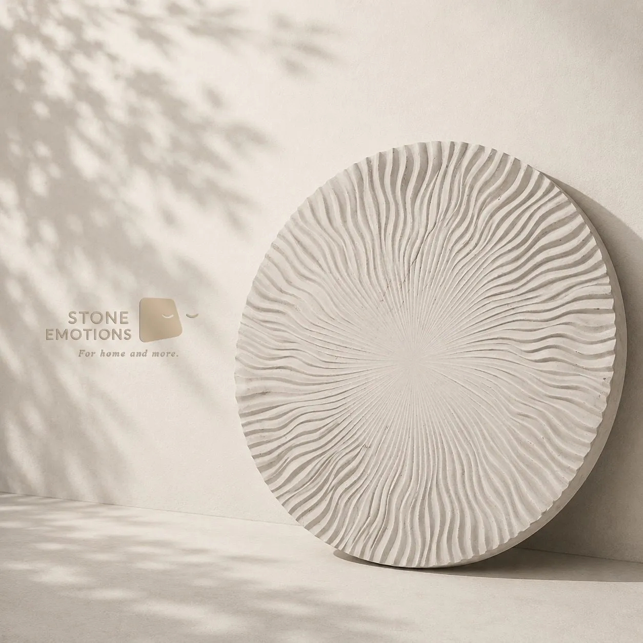 Product shot of circular radial wavy relief disc