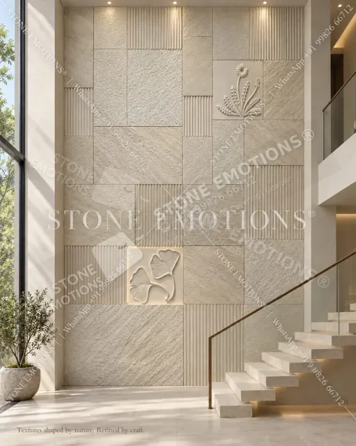 Botanical Texture — Double-height & staircase stone design, Stone Emotions SE-115