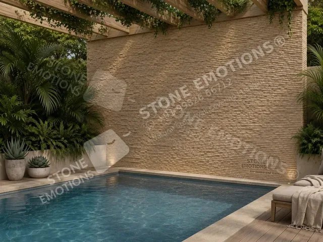 Linear Strata — Exterior & pool walls stone design, Stone Emotions SE-121