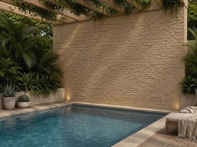 Linear Strata — Exterior & pool walls stone design, Stone Emotions SE-121