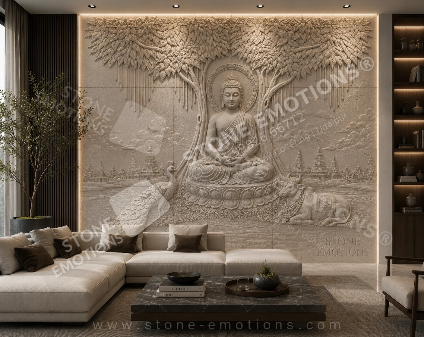 Buddha under the Tree — Living room walls stone design, Stone Emotions SE-100
