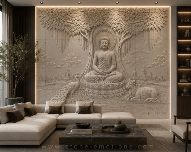 Buddha under the Tree — Living room walls stone design, Stone Emotions SE-100