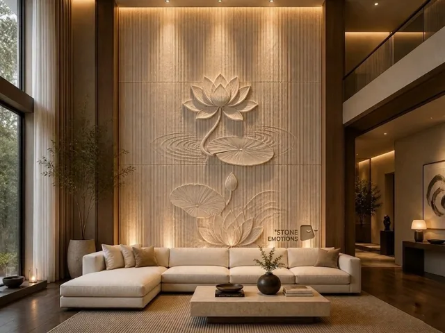 Lotus Living Wall — Living room walls stone design, Stone Emotions SE-105
