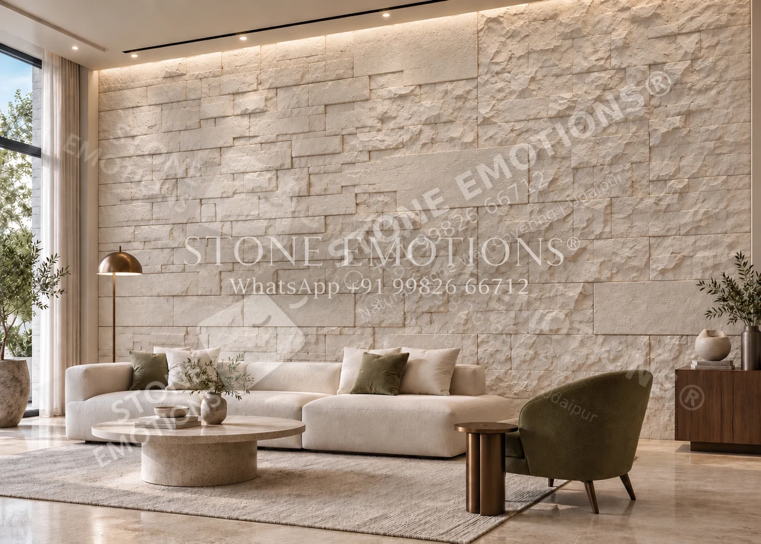 Ivory Rock Face — Living room walls stone design, Stone Emotions SE-101