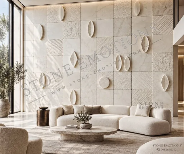 Sculpted Leaves — Living room walls stone design, Stone Emotions SE-120