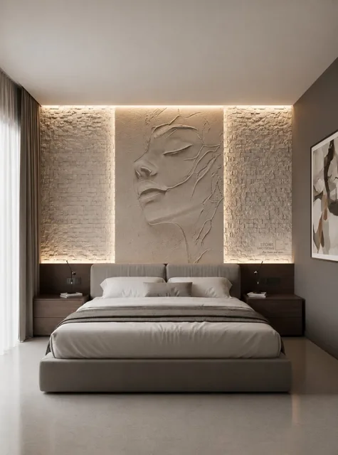 Portrait and Texture — Bedroom walls stone design, Stone Emotions SE-097