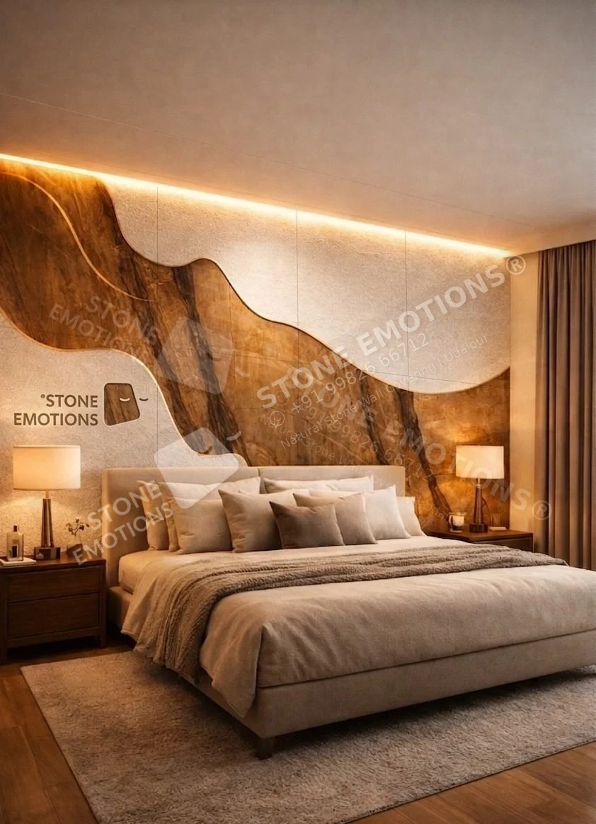 Warm Organic Bedroom — Bedroom walls stone design, Stone Emotions SE-104