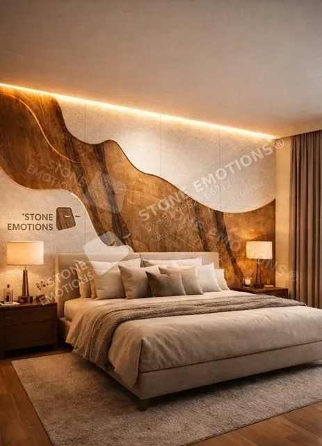 Warm Organic Bedroom — Bedroom walls stone design, Stone Emotions SE-104