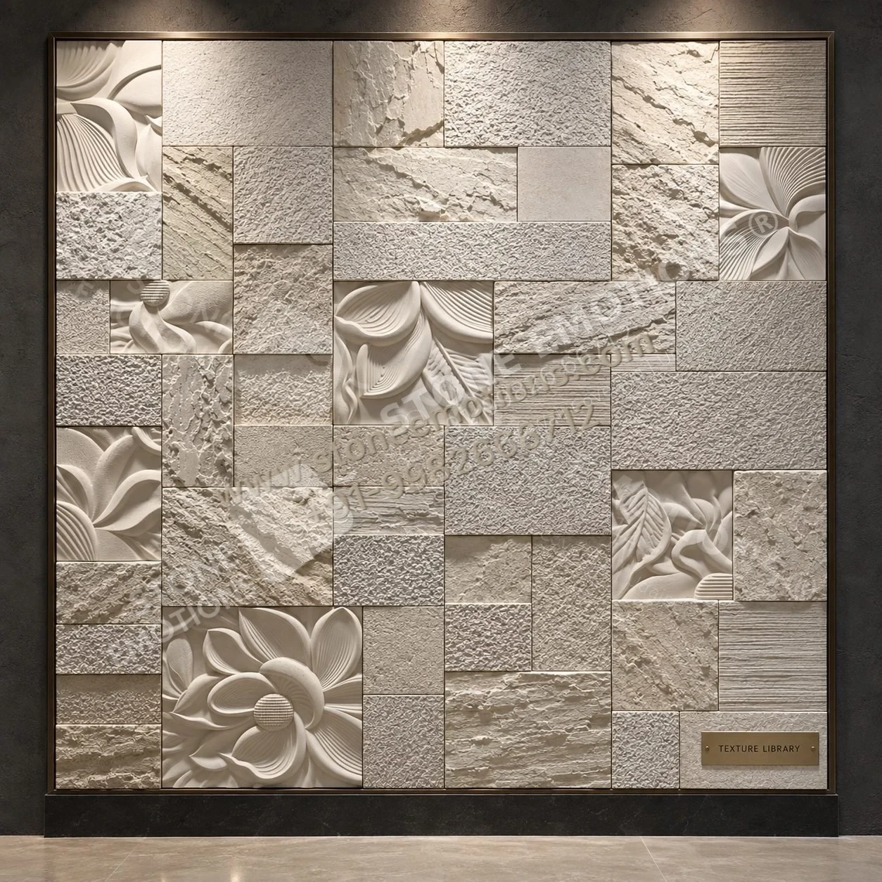 Botanical Texture Study — Carved & textured panels stone design, Stone Emotions SE-002