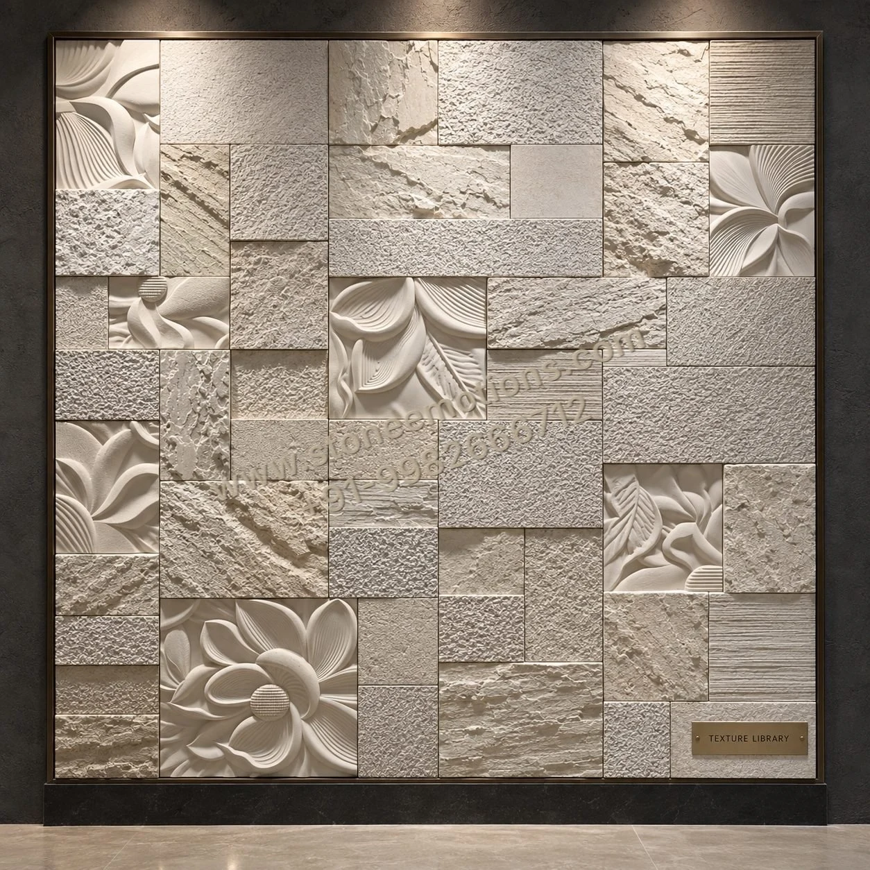 Botanical Texture Study — Carved & textured panels stone design, Stone Emotions SE-002