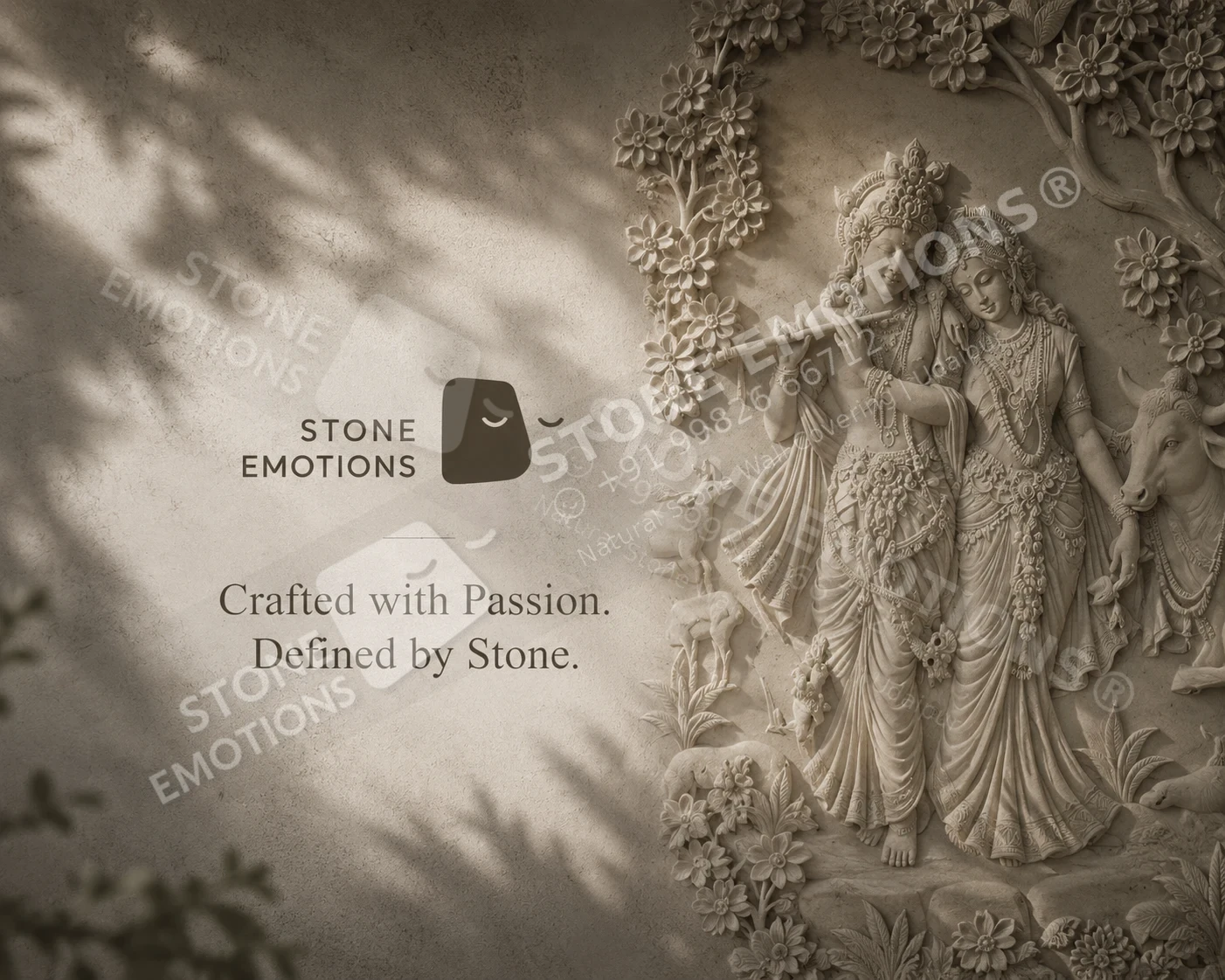 Divine Couple Relief — Carved & textured panels stone design, Stone Emotions SE-080
