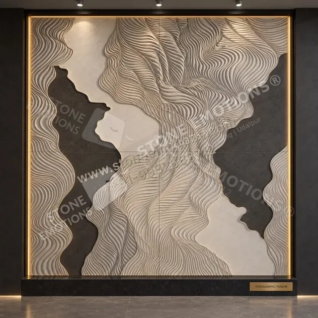 Flow and Contrast — Carved & textured panels stone design, Stone Emotions SE-035