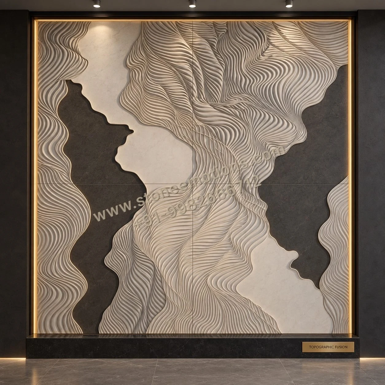 Flow and Contrast — Carved & textured panels stone design, Stone Emotions SE-035