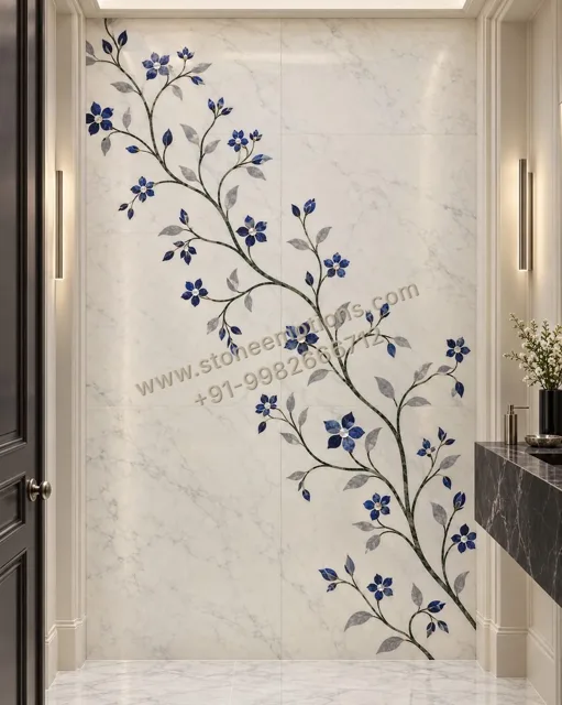 Flowering Branch — Carved & textured panels stone design, Stone Emotions SE-038