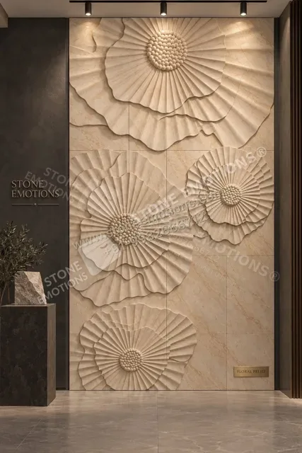 Fossil Rhythm — Carved & textured panels stone design, Stone Emotions SE-034