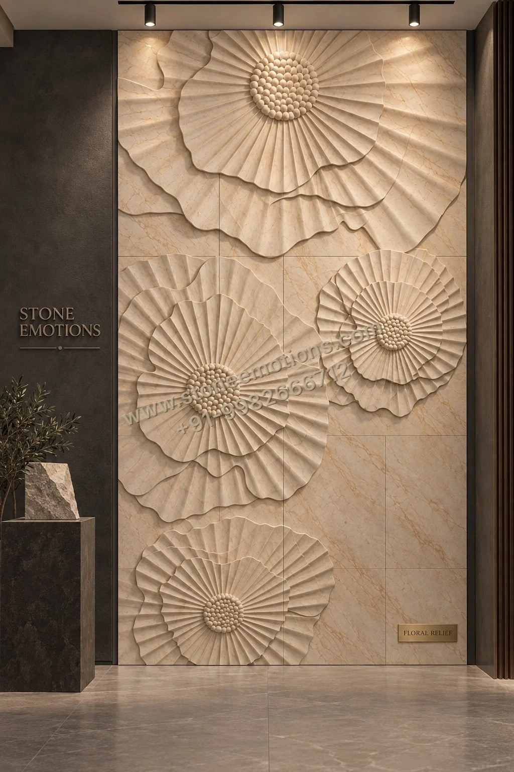 Fossil Rhythm — Carved & textured panels stone design, Stone Emotions SE-034