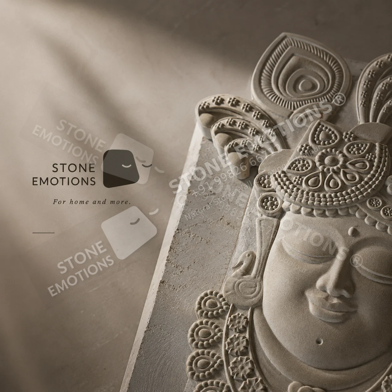 Krishna Detail — Carved & textured panels stone design, Stone Emotions SE-077
