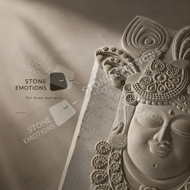 Krishna Detail — Carved & textured panels stone design, Stone Emotions SE-077