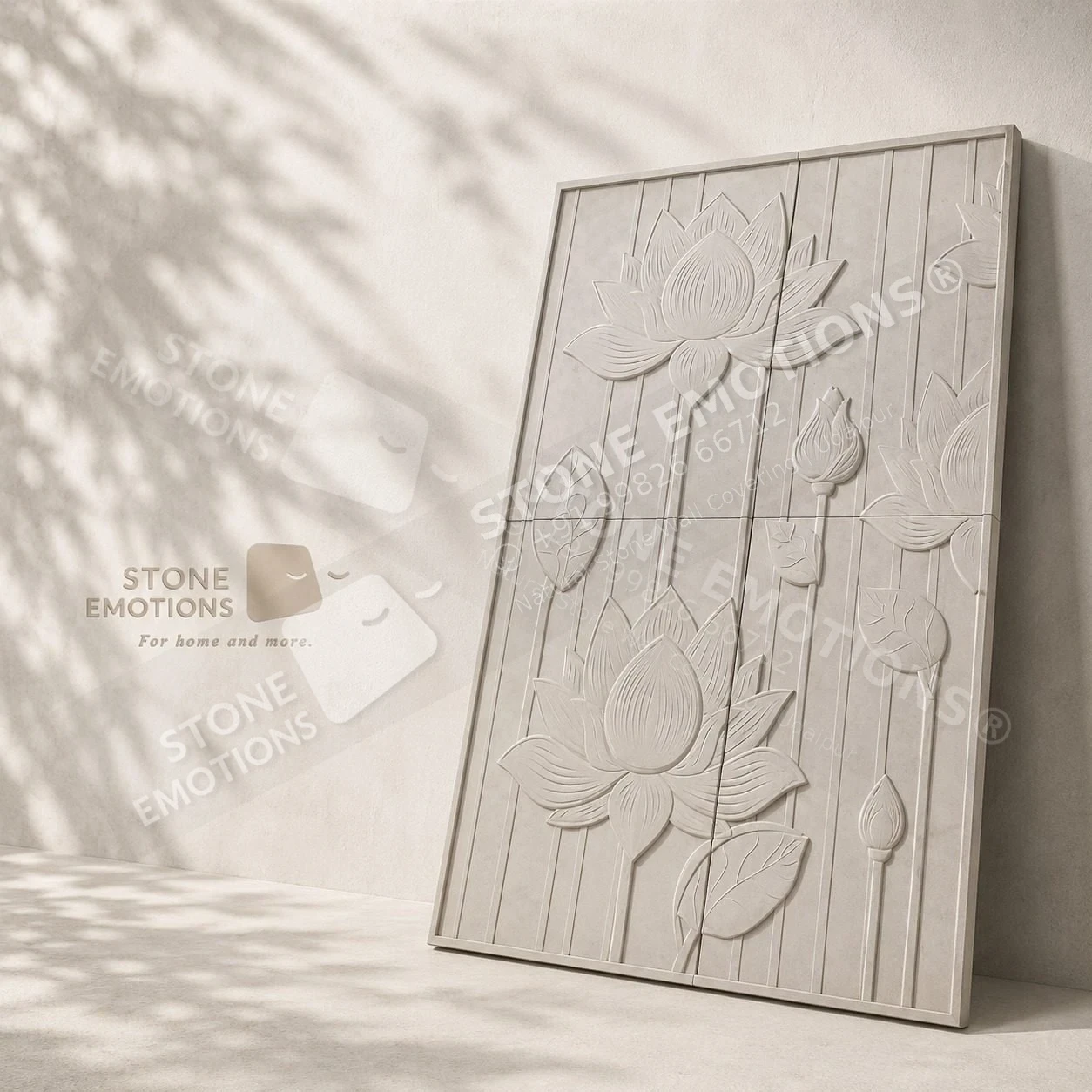 Lotus Panel — Carved & textured panels stone design, Stone Emotions SE-089