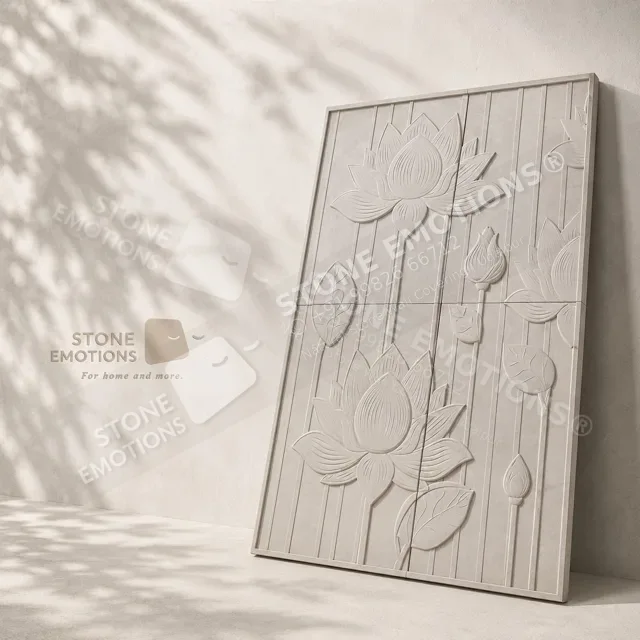 Lotus Panel — Carved & textured panels stone design, Stone Emotions SE-089