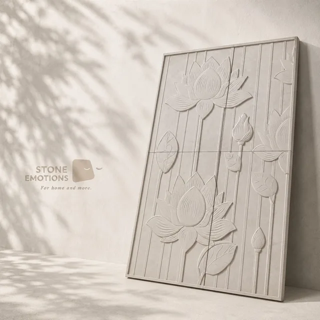 Lotus Panel — Carved & textured panels stone design, Stone Emotions SE-089