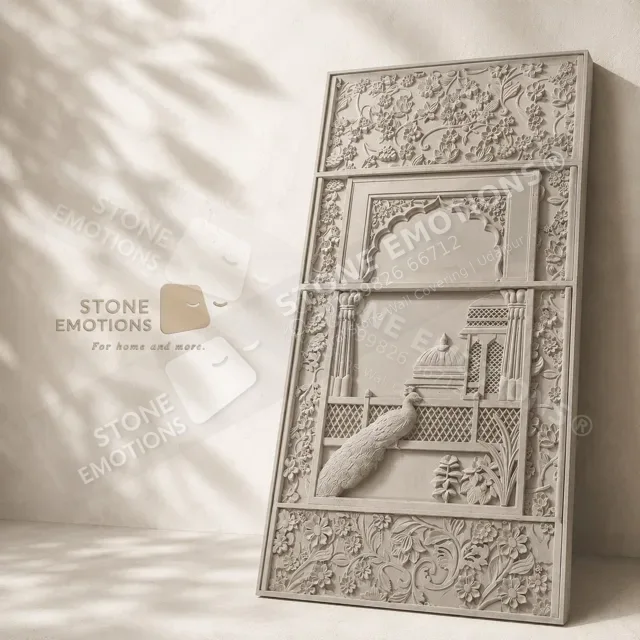 Peacock Palace Panel — Carved & textured panels stone design, Stone Emotions SE-088