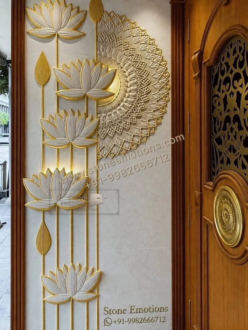 Peacock Study — Carved & textured panels stone design, Stone Emotions SE-057