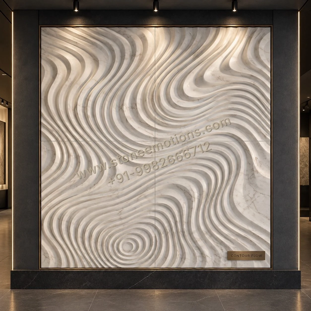 Ripple Study — Carved & textured panels stone design, Stone Emotions SE-037