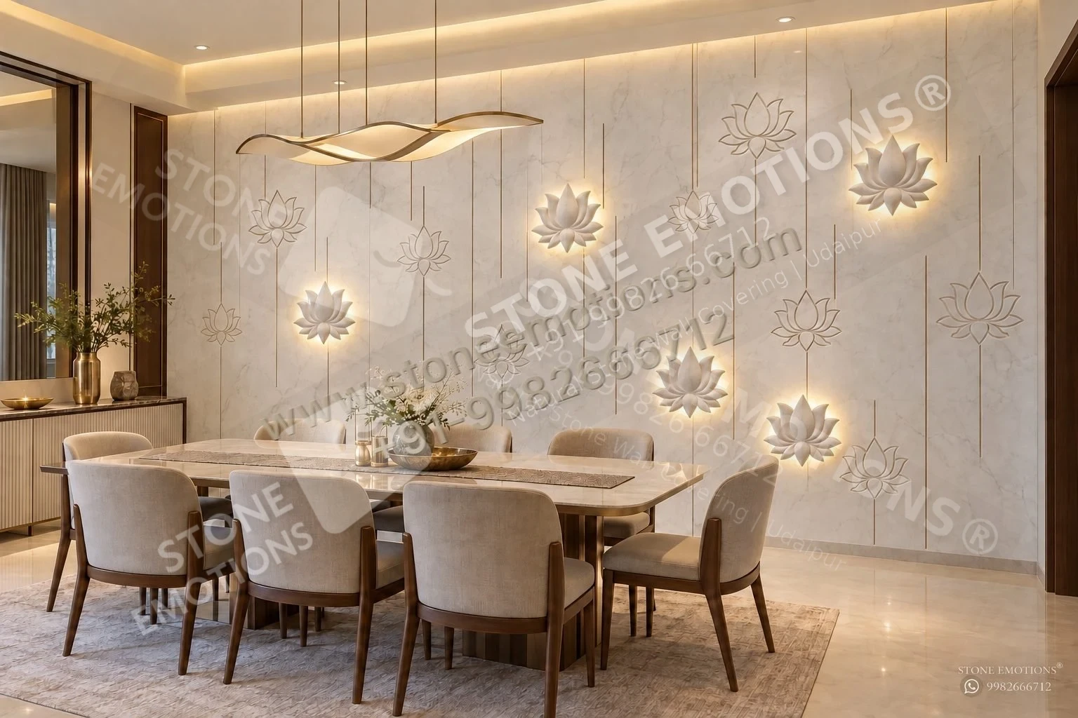 Botanical Circles — Dining room walls stone design, Stone Emotions SE-030