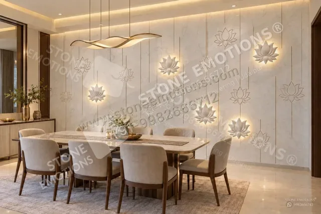 Botanical Circles — Dining room walls stone design, Stone Emotions SE-030