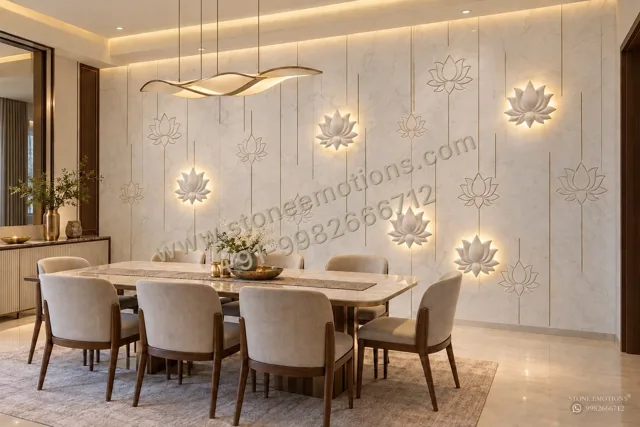 Botanical Circles — Dining room walls stone design, Stone Emotions SE-030