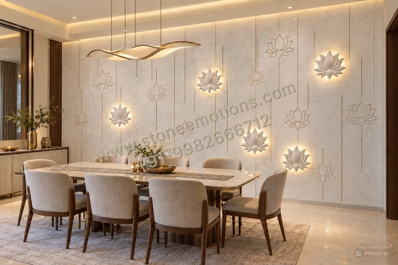 Botanical Circles — Dining room walls stone design, Stone Emotions SE-030