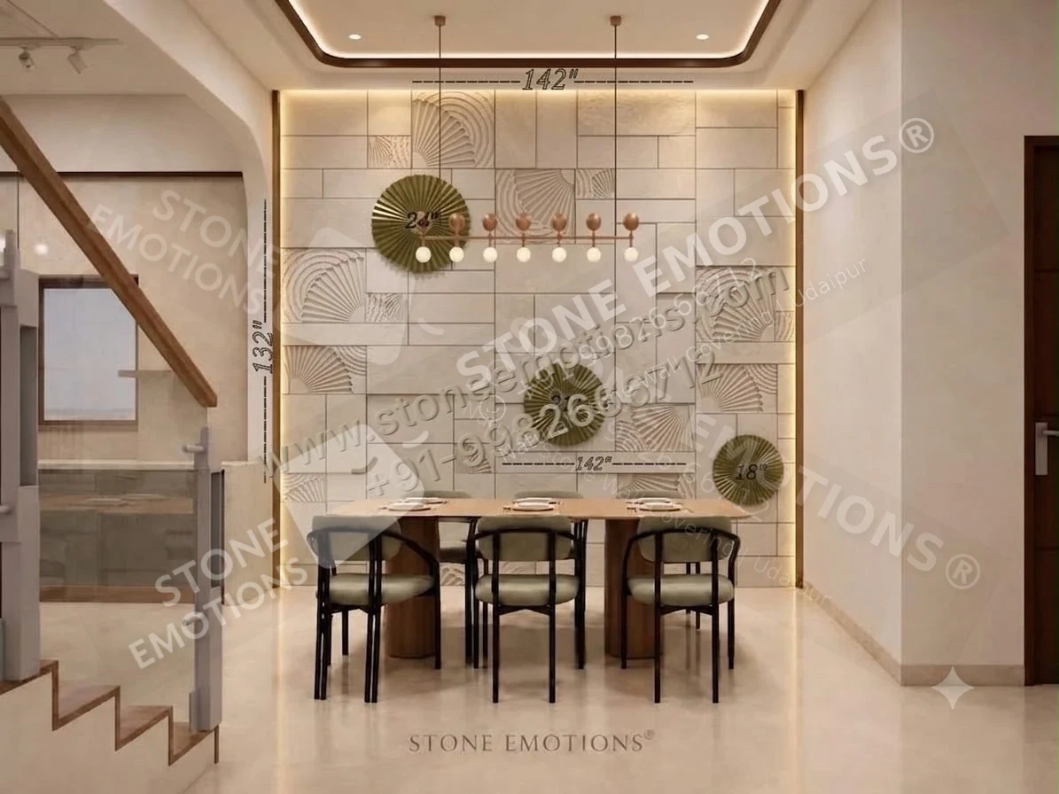 Circle and Grid — Dining room walls stone design, Stone Emotions SE-029