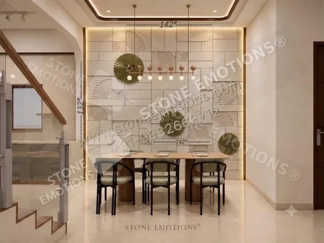 Circle and Grid — Dining room walls stone design, Stone Emotions SE-029