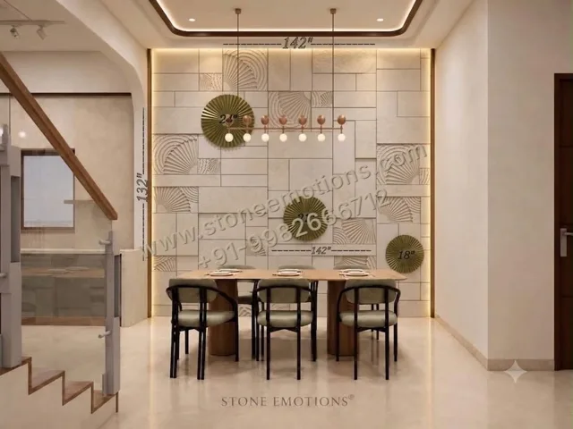 Circle and Grid — Dining room walls stone design, Stone Emotions SE-029
