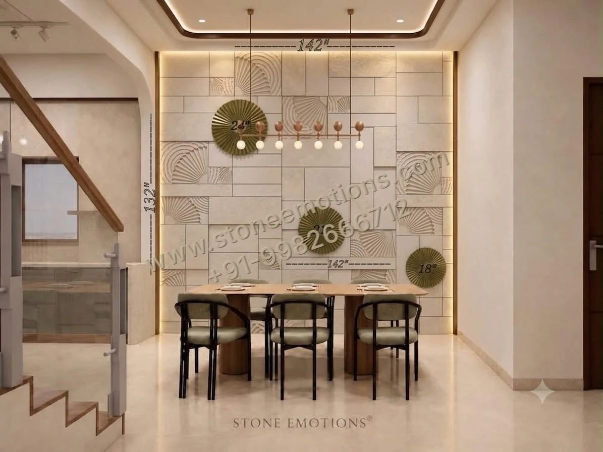 Circle and Grid — Dining room walls stone design, Stone Emotions SE-029