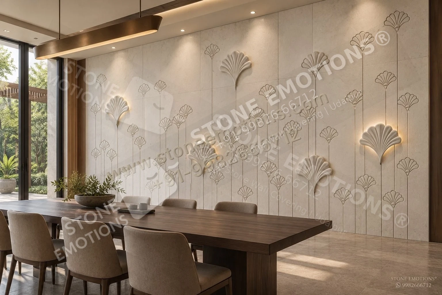 Ginkgo Dining — Dining room walls stone design, Stone Emotions SE-033