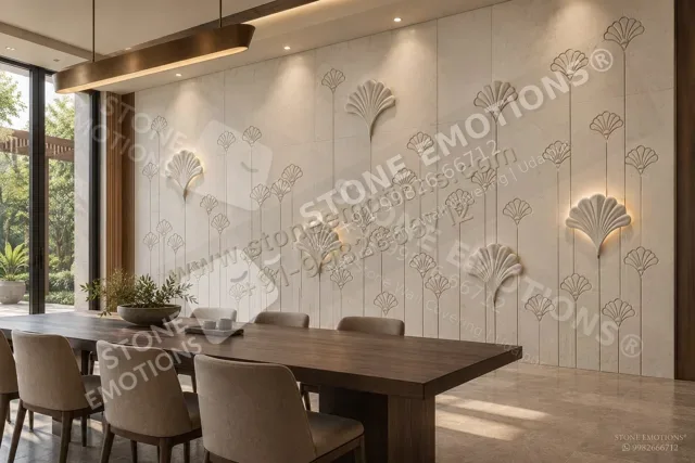 Ginkgo Dining — Dining room walls stone design, Stone Emotions SE-033
