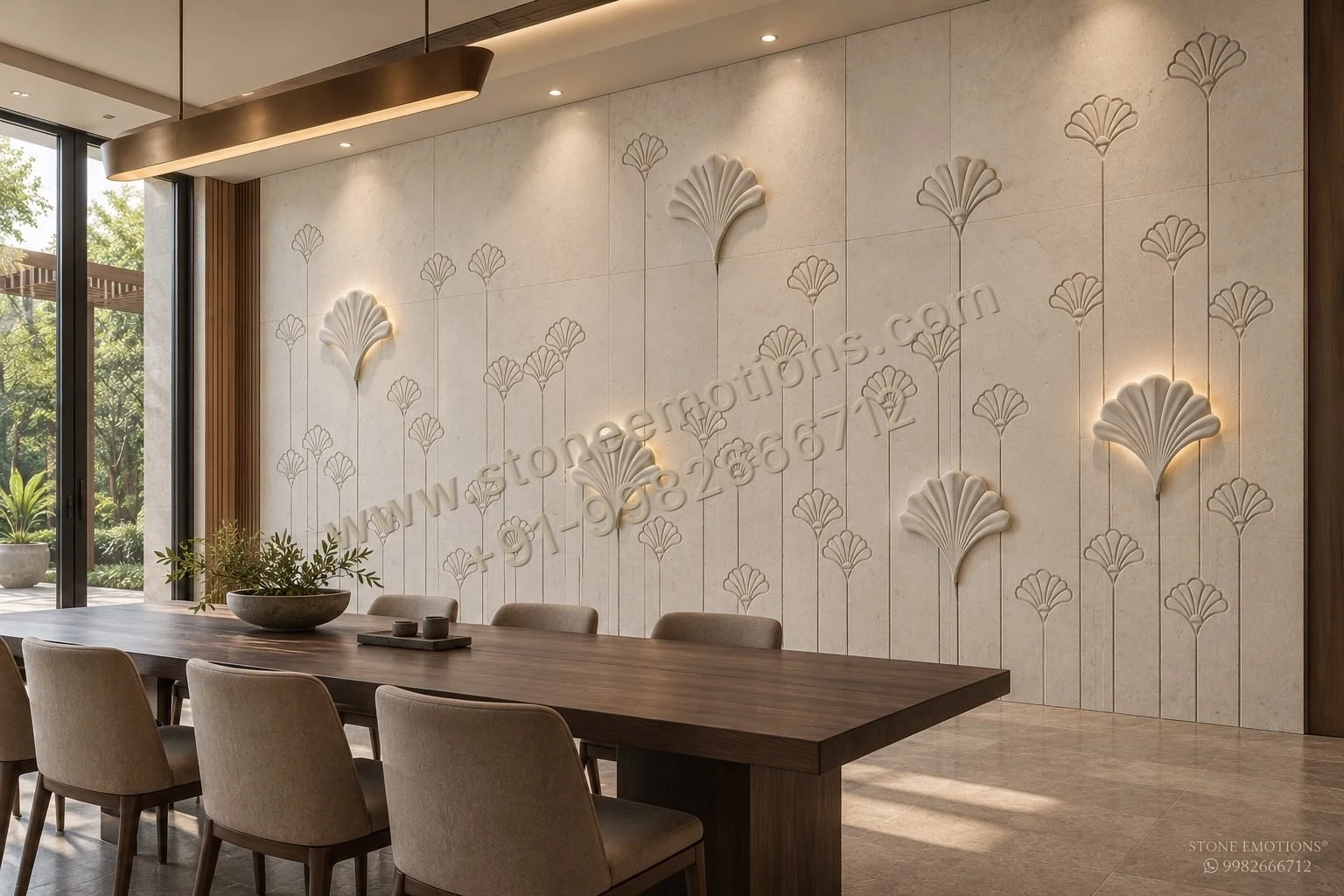 Ginkgo Dining — Dining room walls stone design, Stone Emotions SE-033