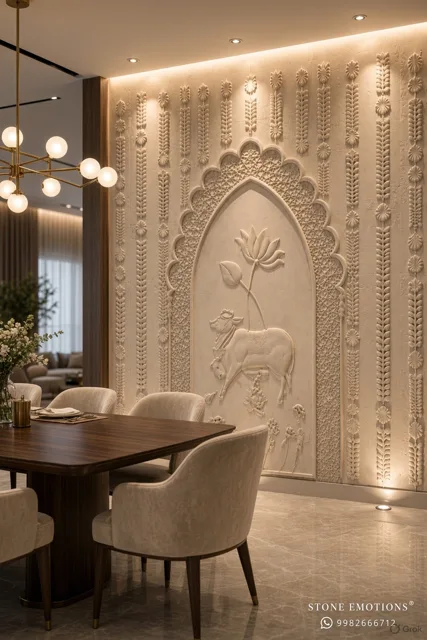 Sacred Cow Dining — Dining room walls stone design, Stone Emotions SE-130