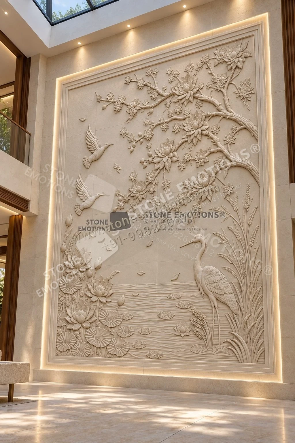 Garden Relief — Double-height & staircase stone design, Stone Emotions SE-043