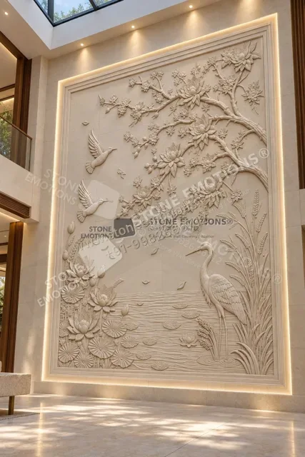 Garden Relief — Double-height & staircase stone design, Stone Emotions SE-043