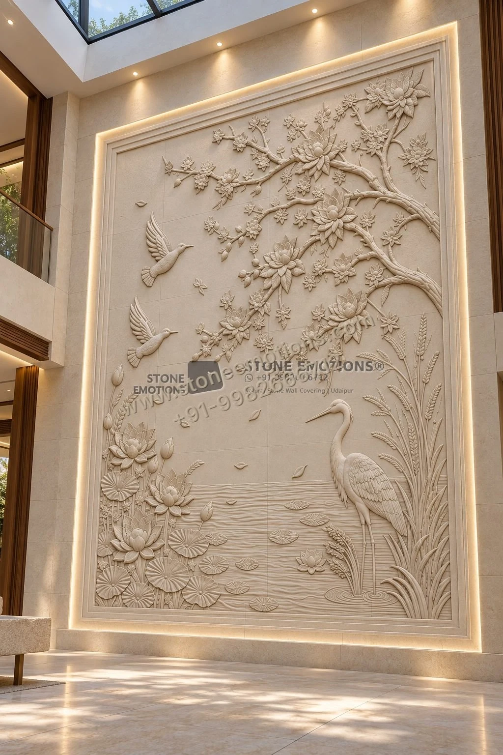 Garden Relief — Double-height & staircase stone design, Stone Emotions SE-043