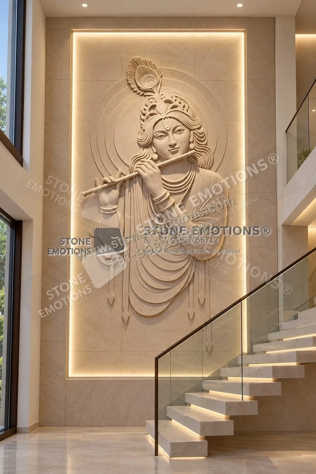 Krishna Staircase — Double-height & staircase stone design, Stone Emotions SE-056