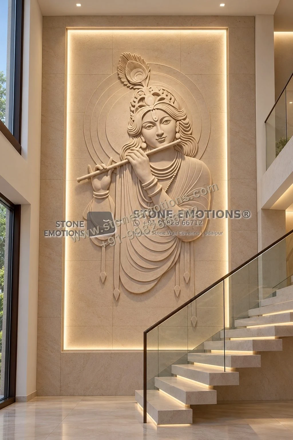 Krishna Staircase — Double-height & staircase stone design, Stone Emotions SE-056