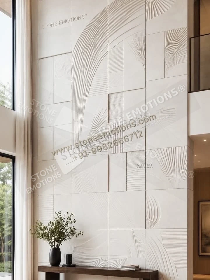 Linear Feather — Double-height & staircase stone design, Stone Emotions SE-065