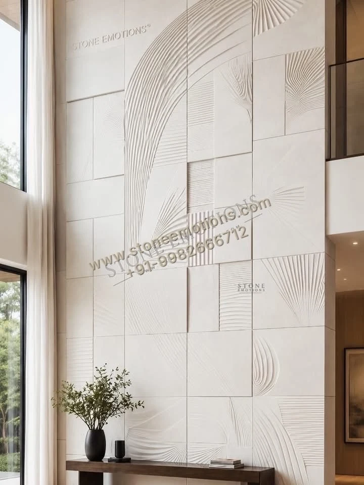 Linear Feather — Double-height & staircase stone design, Stone Emotions SE-065