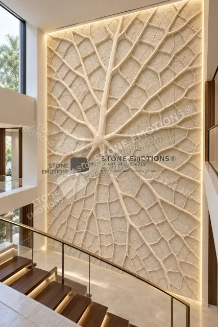 Radial Leaf — Double-height & staircase stone design, Stone Emotions SE-047