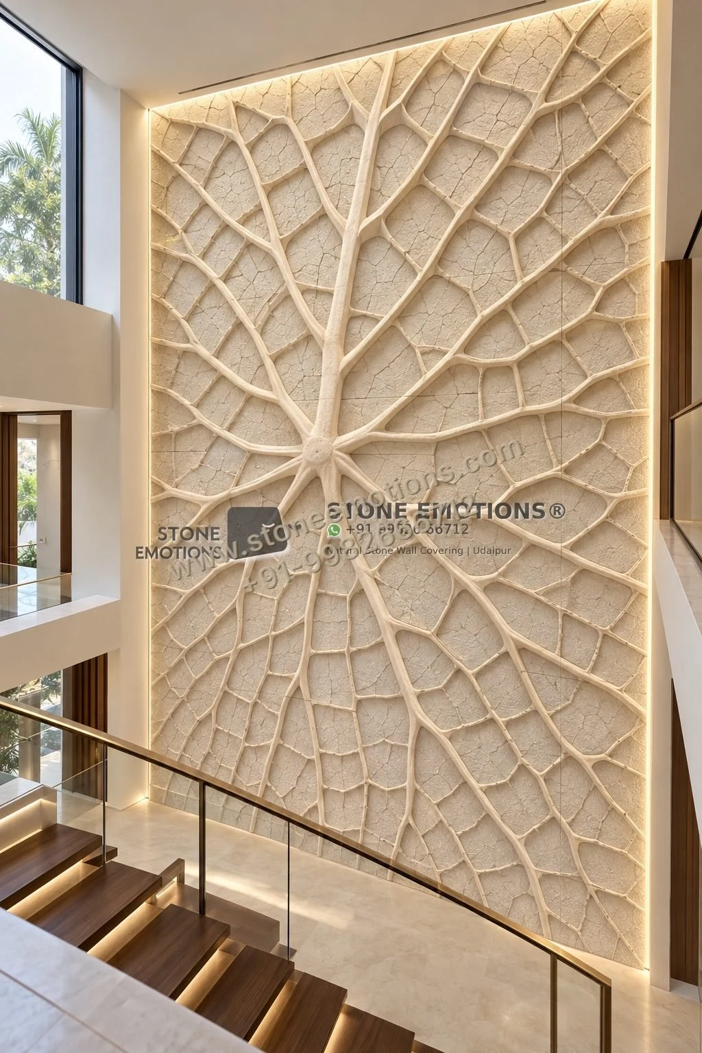 Radial Leaf — Double-height & staircase stone design, Stone Emotions SE-047