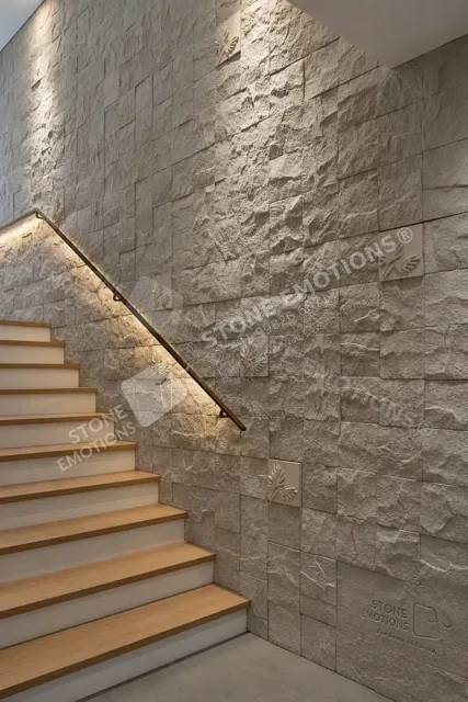 Rock Face Staircase — Double-height & staircase stone design, Stone Emotions SE-082